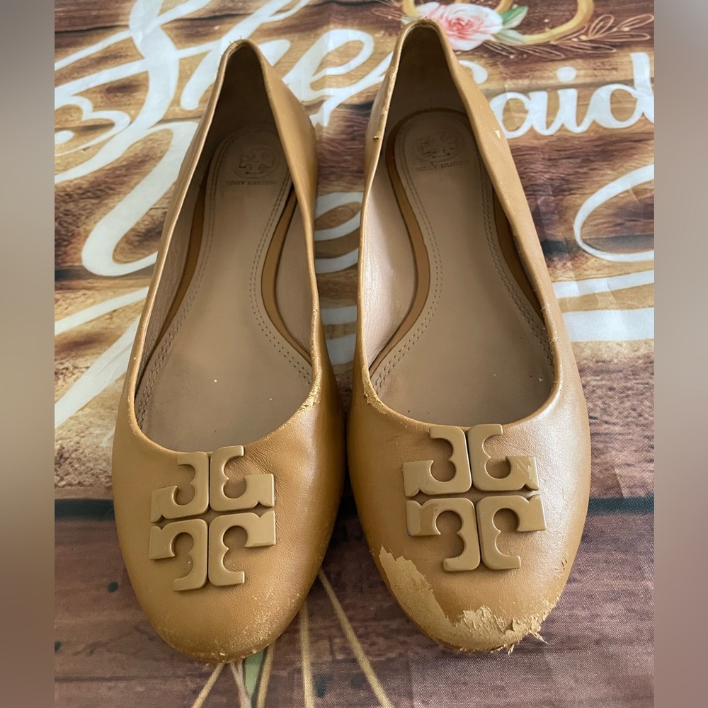 Tory Burch Tan Leather Ballet Flats